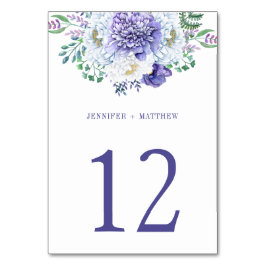 Numéro De Table Peonies blanches violettes vert Numéro de tableau