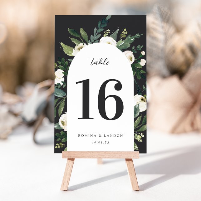 Numéro De Table Peony blanc | Mariage floral aquarelle (Créateur téléchargé)