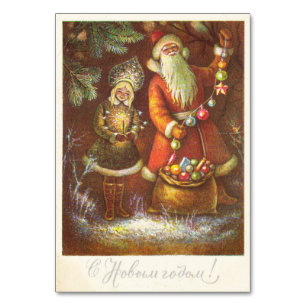 Numéro De Table Père Noël avec bonhomme de neige