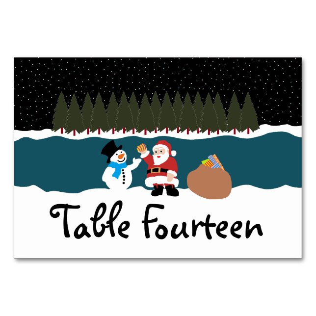 Numéro De Table Père Noël Cadeau à Snowman Numéro de tableau (Devant)
