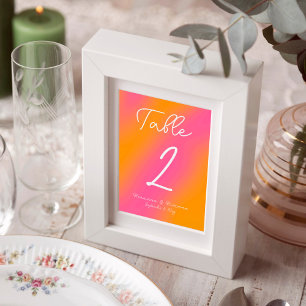 Numéro De Table Personnalisé Écrit à la main rose orange
