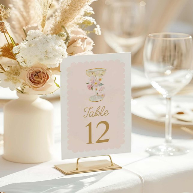 Numéro De Table Pétales et Fête des mariées du ministère public (Petals and Prosecco Bridal Shower Table Number)