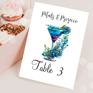 Numéro De Table Pétales et Procuco Blue Fête des mariées Party