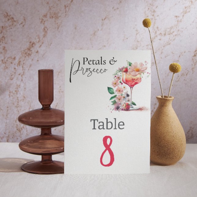 Numéro De Table Pétales et Prosecco Fête des mariées Florale Brunc (Créateur téléchargé)