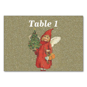 Numéro De Table Petite fille victorienne Cape Christmas Tree