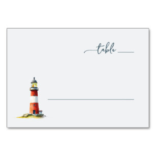 Numéro De Table Phare à l'aquarelle rouge serein