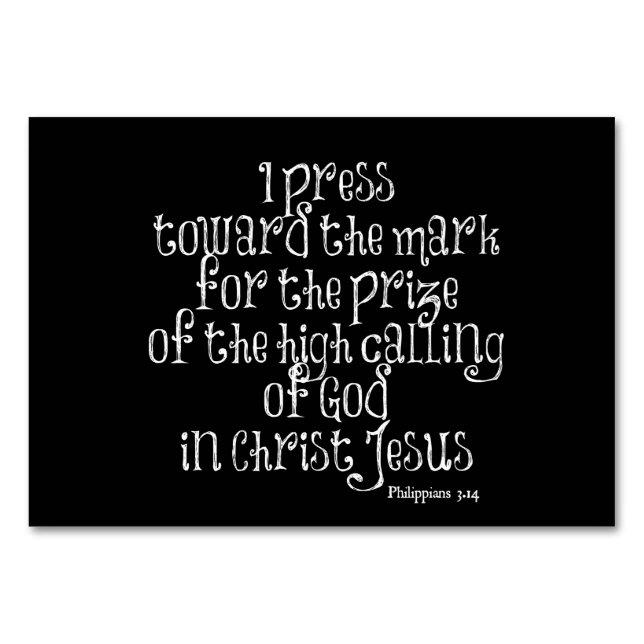 Numéro De Table Philippiens 3.14 Verse de la Bible (Devant)