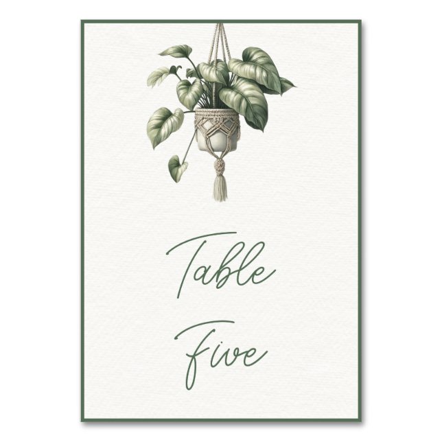 Numéro De Table Philodendron : Boho Chic Botanical Green Plante (Par défaut)