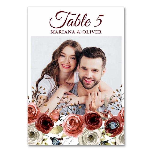 Numéro De Table Photo Automne Mélange Floral Mariage (Par défaut)