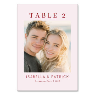 Numéro De Table Photo Élégante Rouge Joyeuse