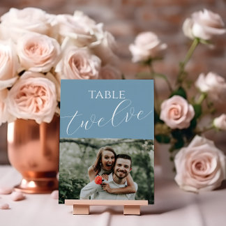 Numéro De Table Photo Mariage bleu Dusty