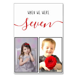 Numéro De Table Photos d'enfance 7 ans Mariage moderne de script r