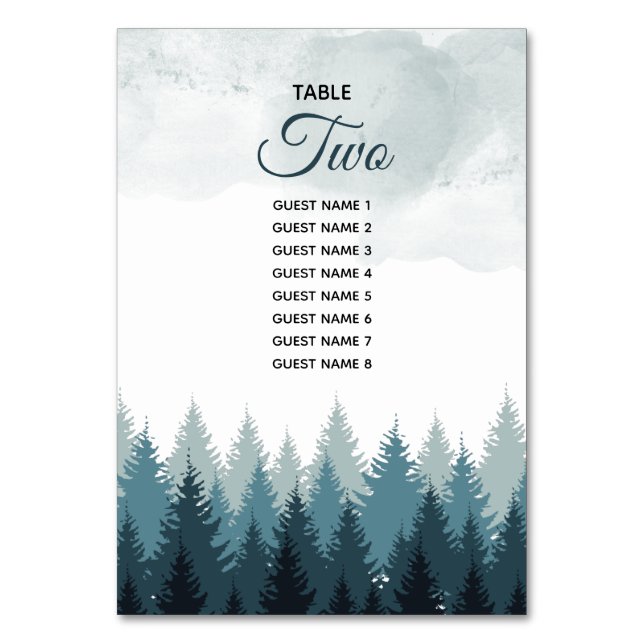 Numéro De Table Pine Arbre Aquarelle Forêt Mariage rustique (Par défaut)