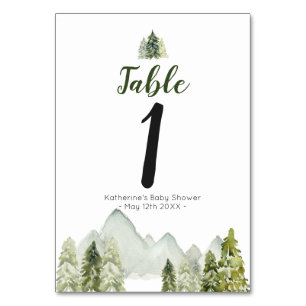 Numéro De Table Pine Tree Adventure Baby shower rustique