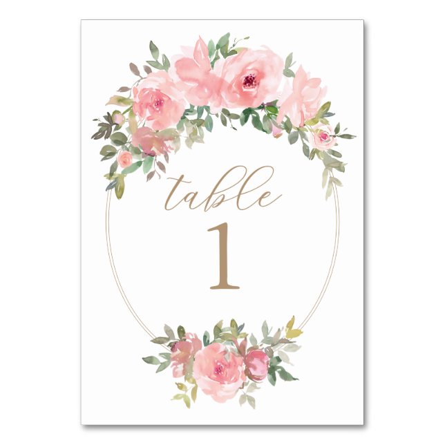 Numéro De Table Pink Gold Floral Green Numéro de tableau (Par défaut)
