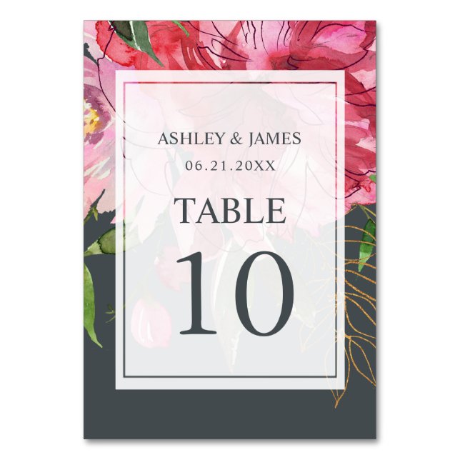 Numéro De Table Pink Peony Boho Chic Floral Mariage (Par défaut)