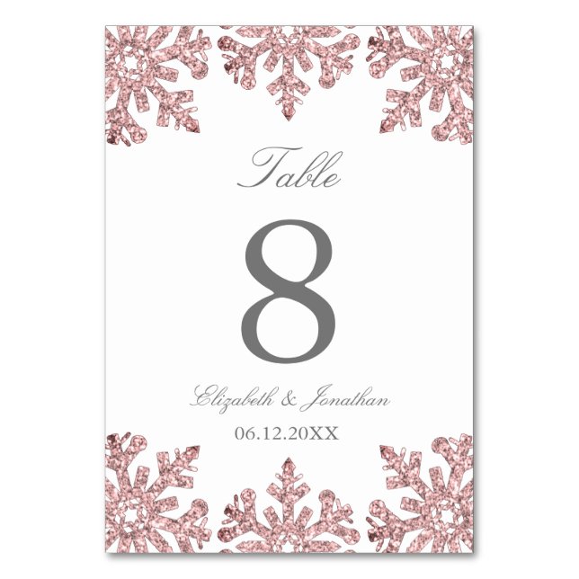 Numéro De Table Pink Rose Gold Snowflake Mariage d'hiver (Par défaut)