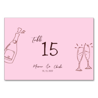 Numéro De Table Pink Whimsical Hand Written Scribble Wedding