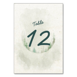 Numéro De Table Pins rustiques aquarelle