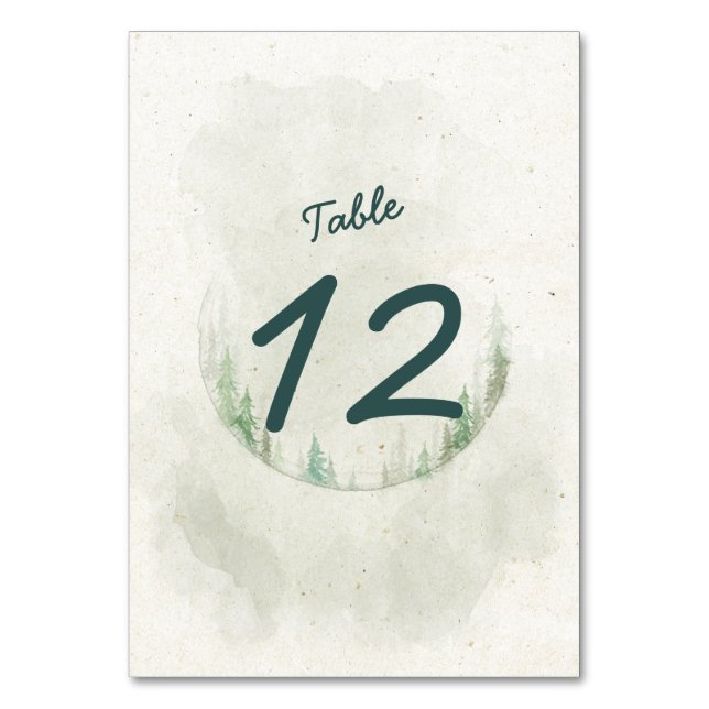 Numéro De Table Pins rustiques aquarelle (Par défaut)