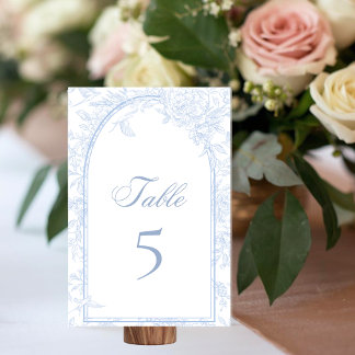 Numéro De Table Pivoine bleue Arch victorien Classique Mariage Bla