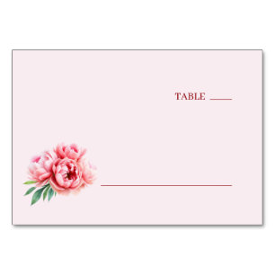 Numéro De Table Pivoine en aquarelle rose serein