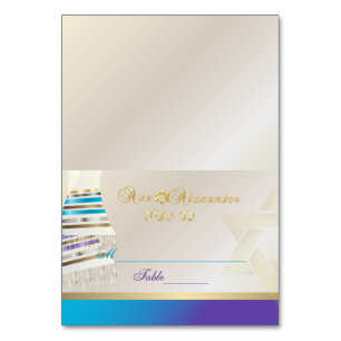 Numéro De Table ✡ PixDezines Aqua/Purple Tallit B'nai Mitzvah