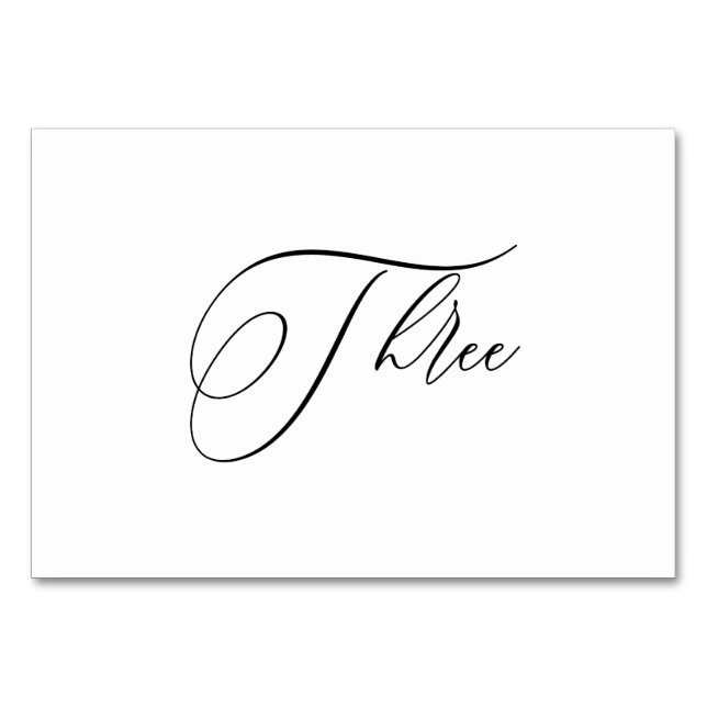 Numéro De Table PixDezines Calligraphie élégante romantique trois  (Devant)