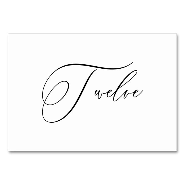 Numéro De Table PixDezines Elégant Calligraphie Romantique Douze 1 (Devant)