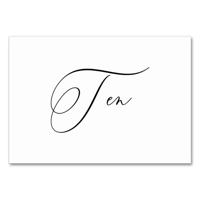 Numéro De Table PixDezines Élégante Calligraphie Romantique Dix 10 (Devant)