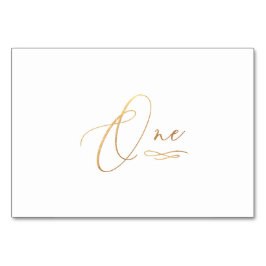 Numéro De Table PixDezines Faux Gold Calligraphie Romantique Un 1
