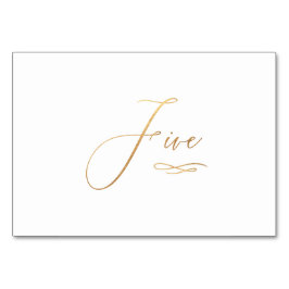 Numéro De Table PixDezines Faux Or Calligraphie Romantique Cinq 5