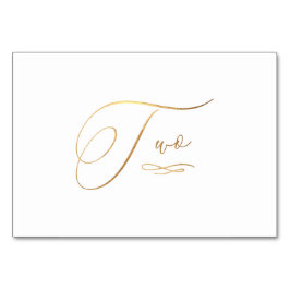 Numéro De Table PixDezines Faux Or Calligraphie Romantique Deux 2