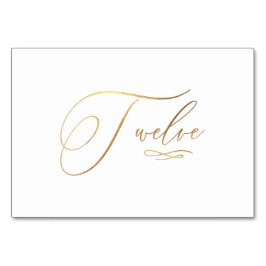 Numéro De Table PixDezines Faux Or Calligraphie Romantique Douze
