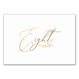 Numéro De Table PixDezines Faux Or Calligraphie Romantique Huit 8
