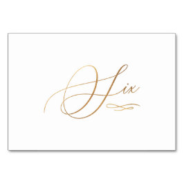 Numéro De Table PixDezines Faux Or Calligraphie Romantique Six 6
