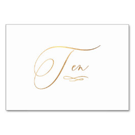 Numéro De Table PixDezines Faux or romantique calligraphie Dix 10