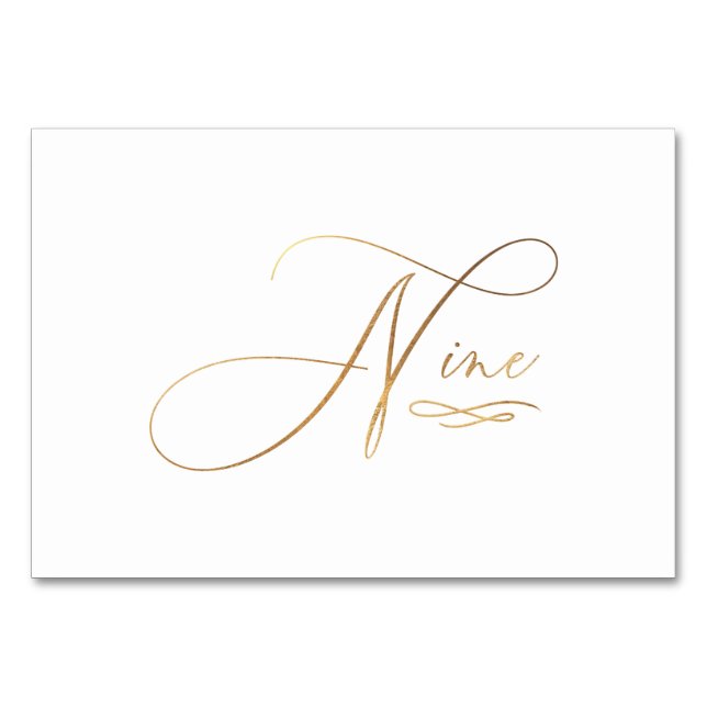 Numéro De Table PixDezines Faux Or Romantique Calligraphie Neuf 9 (Devant)