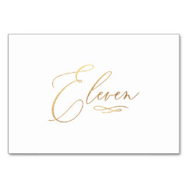 Numéro De Table PixDezines Faux or romantique calligraphié onze