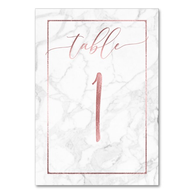 Numéro De Table PixDezines Faux Rose Gold/Table No 1+/Marble (Par défaut)