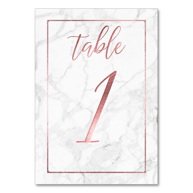 Numéro De Table PixDezines Faux Rose Gold/Table No 1+/Marble (Par défaut)