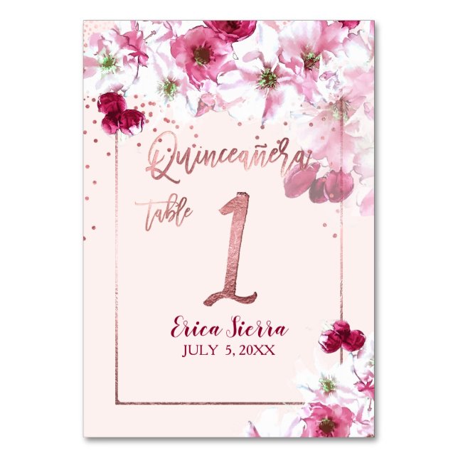 Numéro De Table PixDezines Fleurs de cerisiers, Quinceanera (Par défaut)