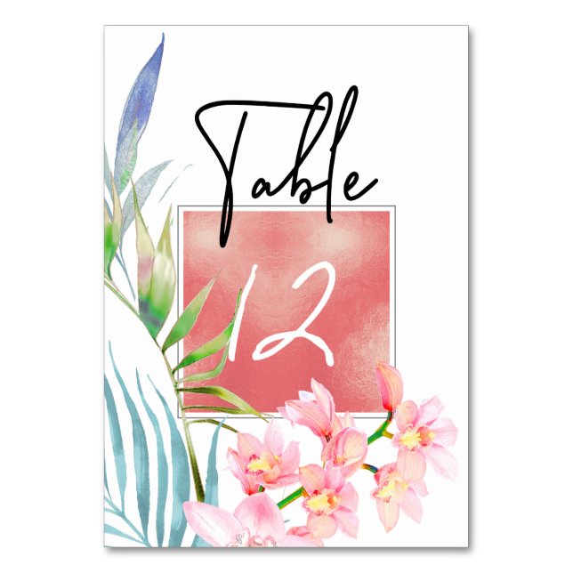 Numéro De Table PixDezines table orchidées roses Nos. (Dos)