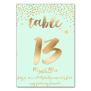 Numéro De Table PixDezines tableau 13+/faux or saupouilles/do-it-y