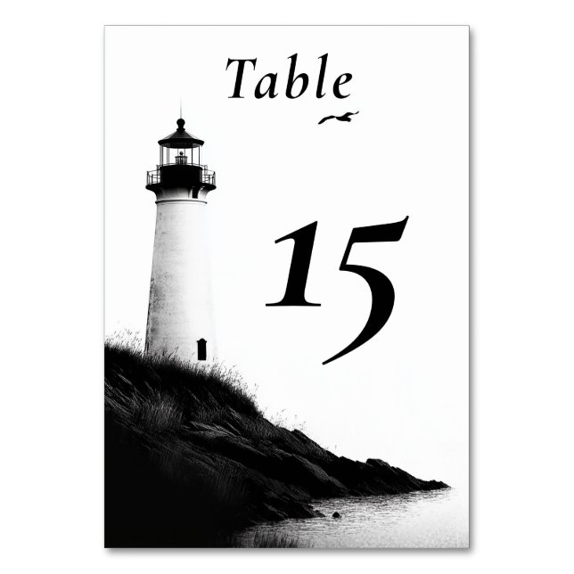 Numéro De Table Plage côtière Mariage phare nautique (Par défaut)