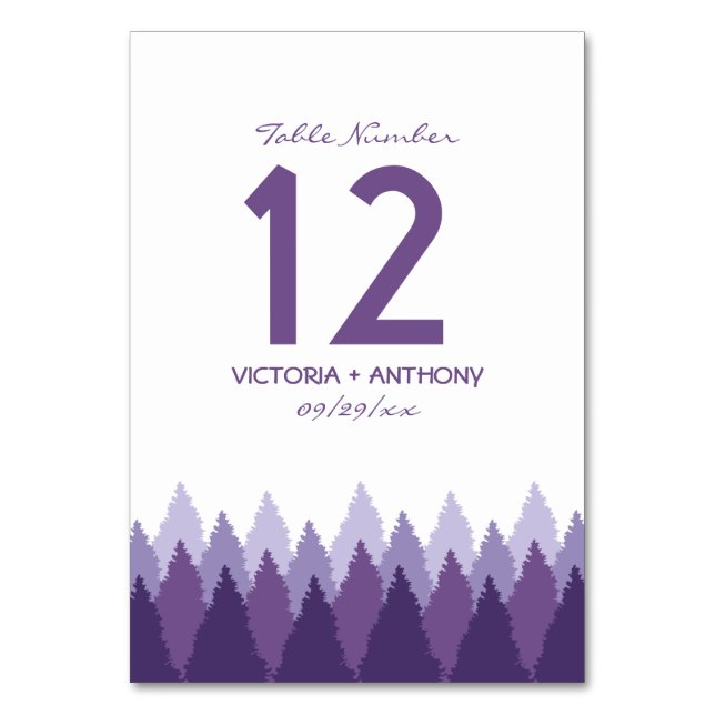 Numéro De Table Plage de forêt violet Mariage de bois (Par défaut)