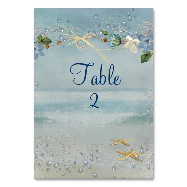 Numéro De Table Plage océanique avec étoile de mer (Par défaut)