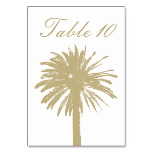 Numéro De Table Plage sable couleur palmier dessin mariage