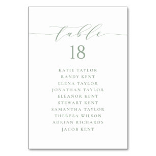 Numéro De Table Plan de siège du Mariage de script minimaliste Sag
