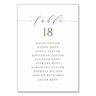 Numéro De Table Plan de siège du Mariage de script minimaliste ver